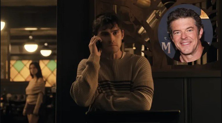 Still from “Obsession” with a cut-out image of Jason Blum