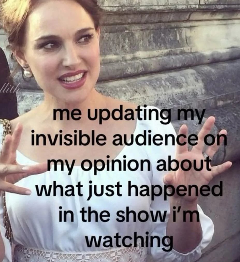 Funny meme about reacting out loud while watching a TV show or movie.