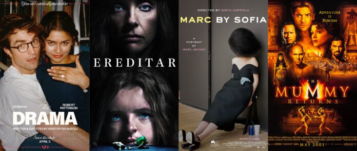 Collage of HBO Max July 2026 streaming picks, including The Drama, Hereditary, Marc by Sofia, and The Mummy Returns.