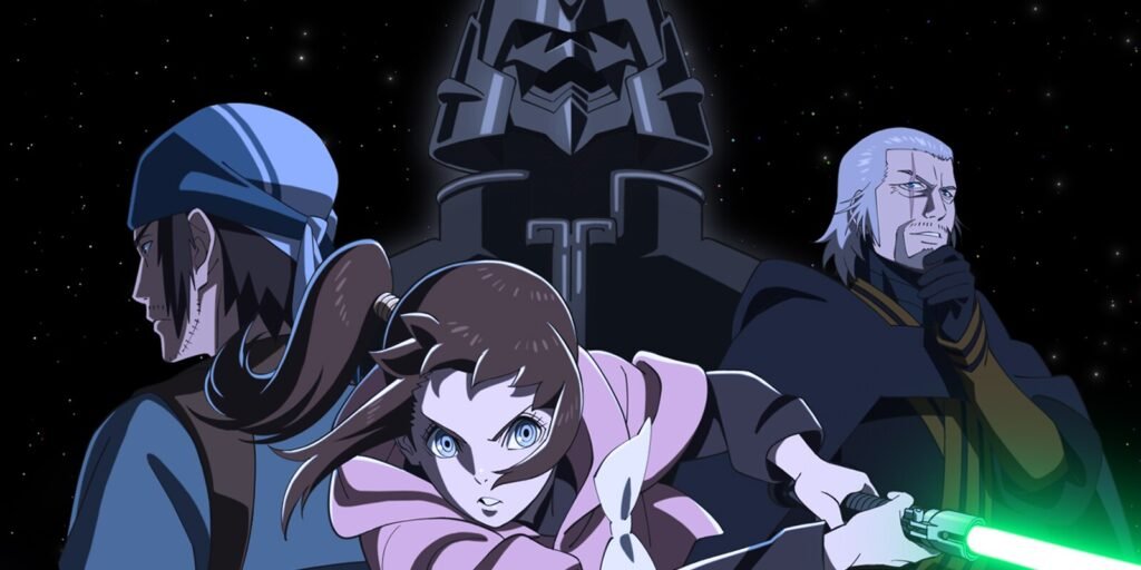 Star Wars Visions The Ninth Jedi anime characters with lightsabers