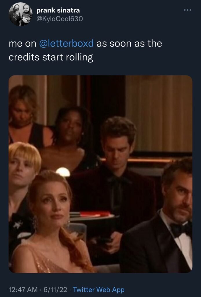 Letterboxd meme about writing a movie review as the credits roll