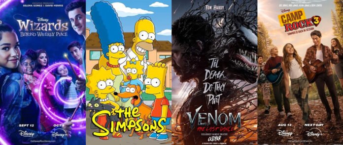 Best things to watch on Disney+ in August 2026 featuring Wizards Beyond Waverly Place, The Simpsons, Venom, and Camp Rock 3