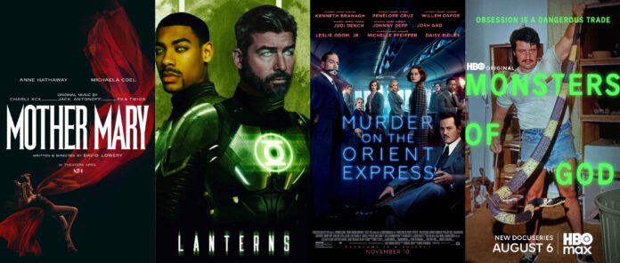 Collage of Lanterns, Mother Mary, Murder on the Orient Express and Monsters of God on Max