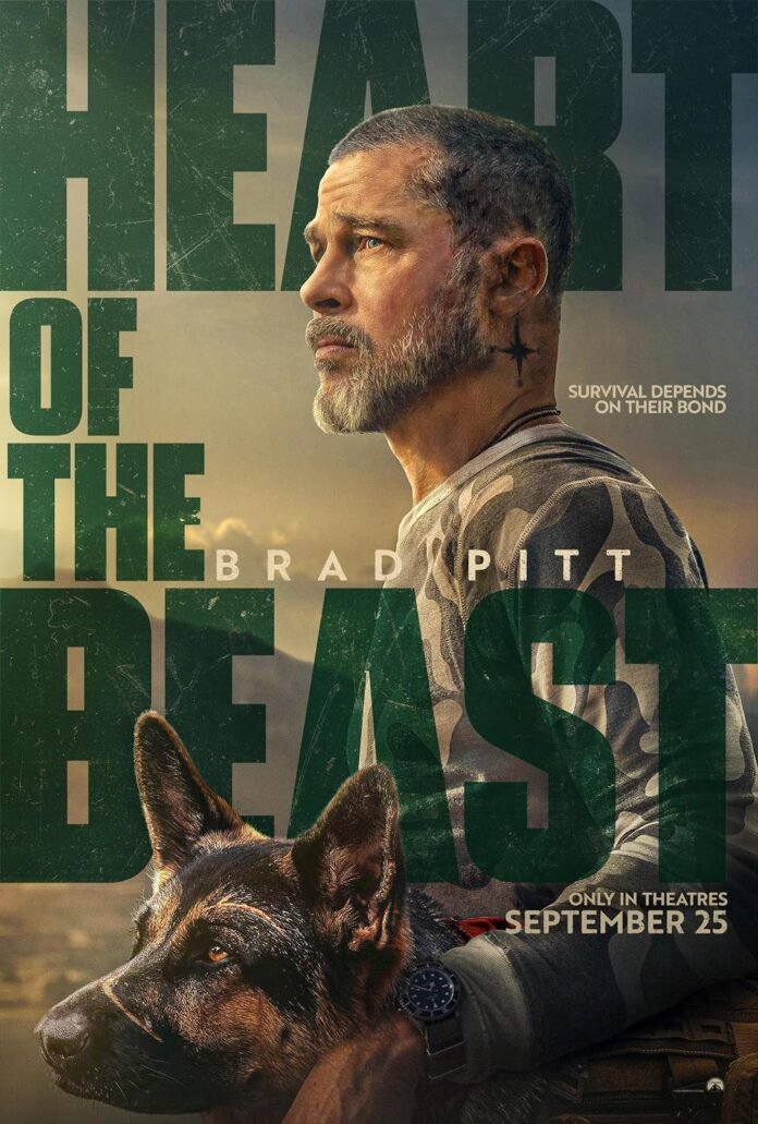 Brad Pitt and a military dog on the Heart of the Beast poster