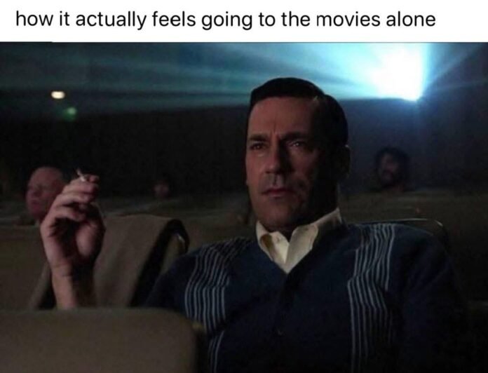 Moviegoer sitting alone in a theater meme