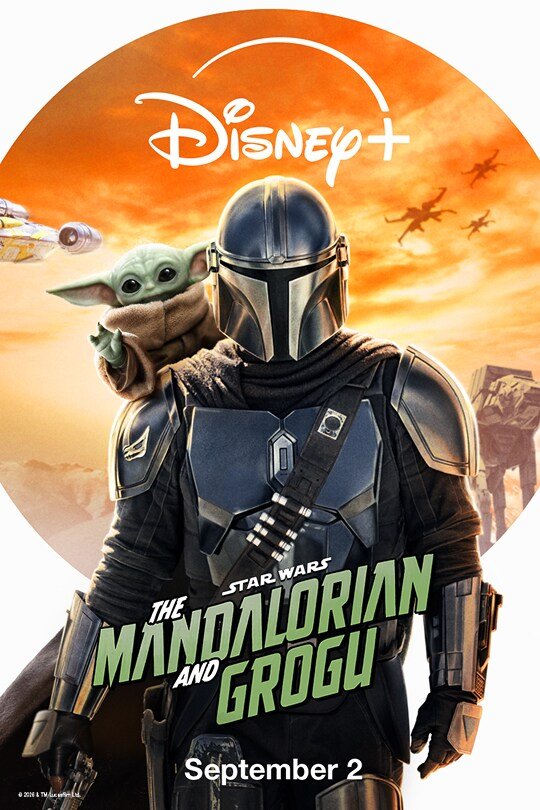     The Mandalorian and Grogu Disney+ poster featuring the Mandalorian and Grogu