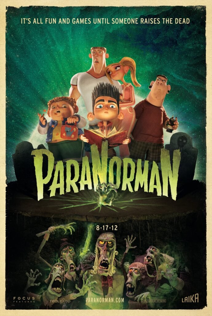 ParaNorman poster featuring Norman and his friends surrounded by zombies