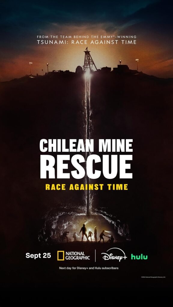 Chilean Mine Rescue: Race Against Time poster showing miners underground
