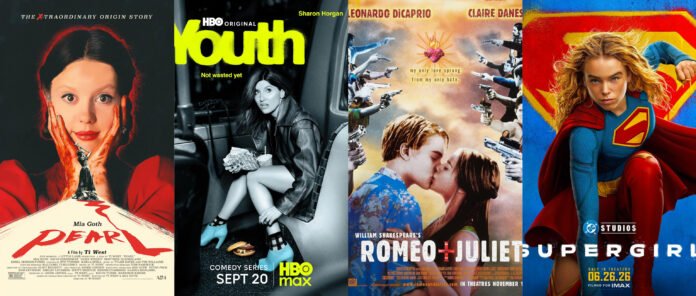 HBO Max September 2026 collage featuring Pearl, Youth, Romeo + Juliet, and Supergirl