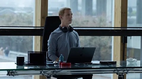Jeremy Strong as Mark Zuckerberg in The Social Reckoning.